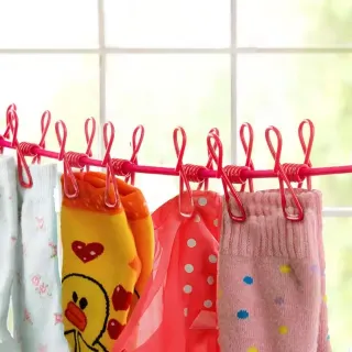 12 Clips Cloth Drying Rope with Hooks (1 pc)
